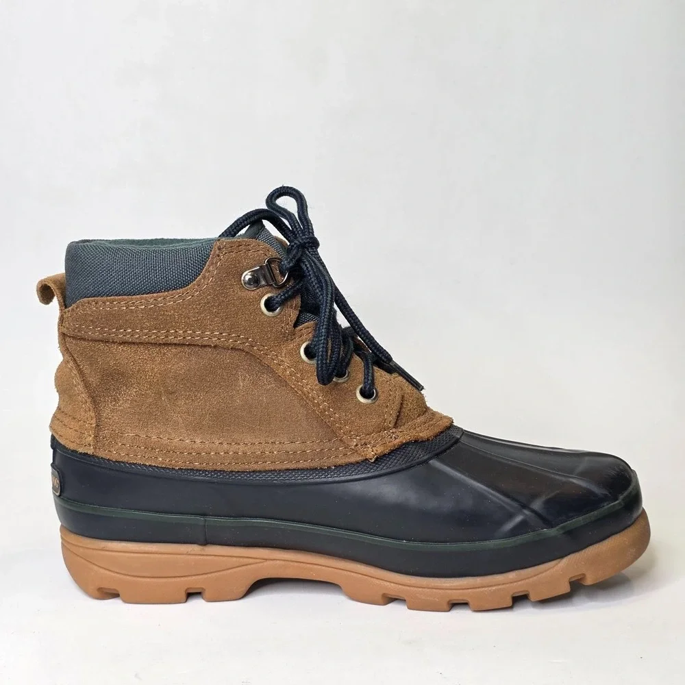 London Fog Ridge Women's Duck Boots Size 9 M Navy Brown Suede Waterproof Shoes